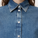 Short-sleeved Denim Shirt - Mid Blue