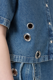 Short-sleeved Denim Shirt - Mid Blue