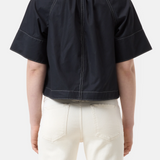 Cropped Short Blouse - Black