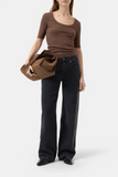 Scoopneck Shortsleeve Shirt - Cocoa Brown