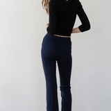 The Sweater Rib Kick Flare - Navy