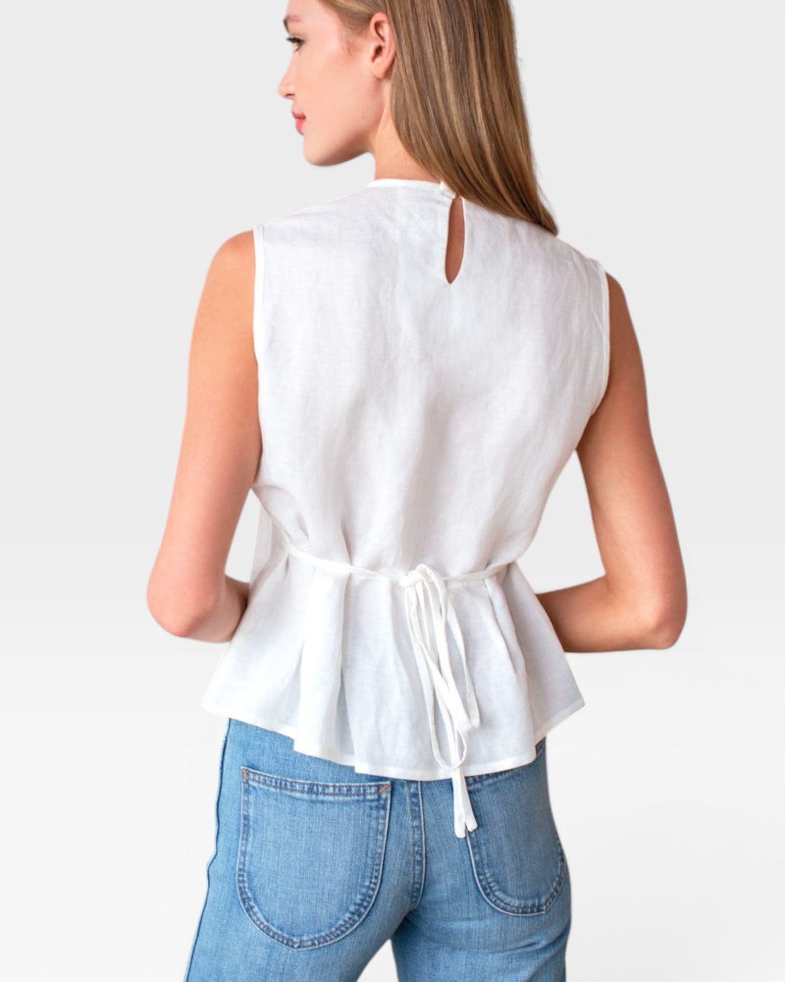 Plait Long Top - White — view 3