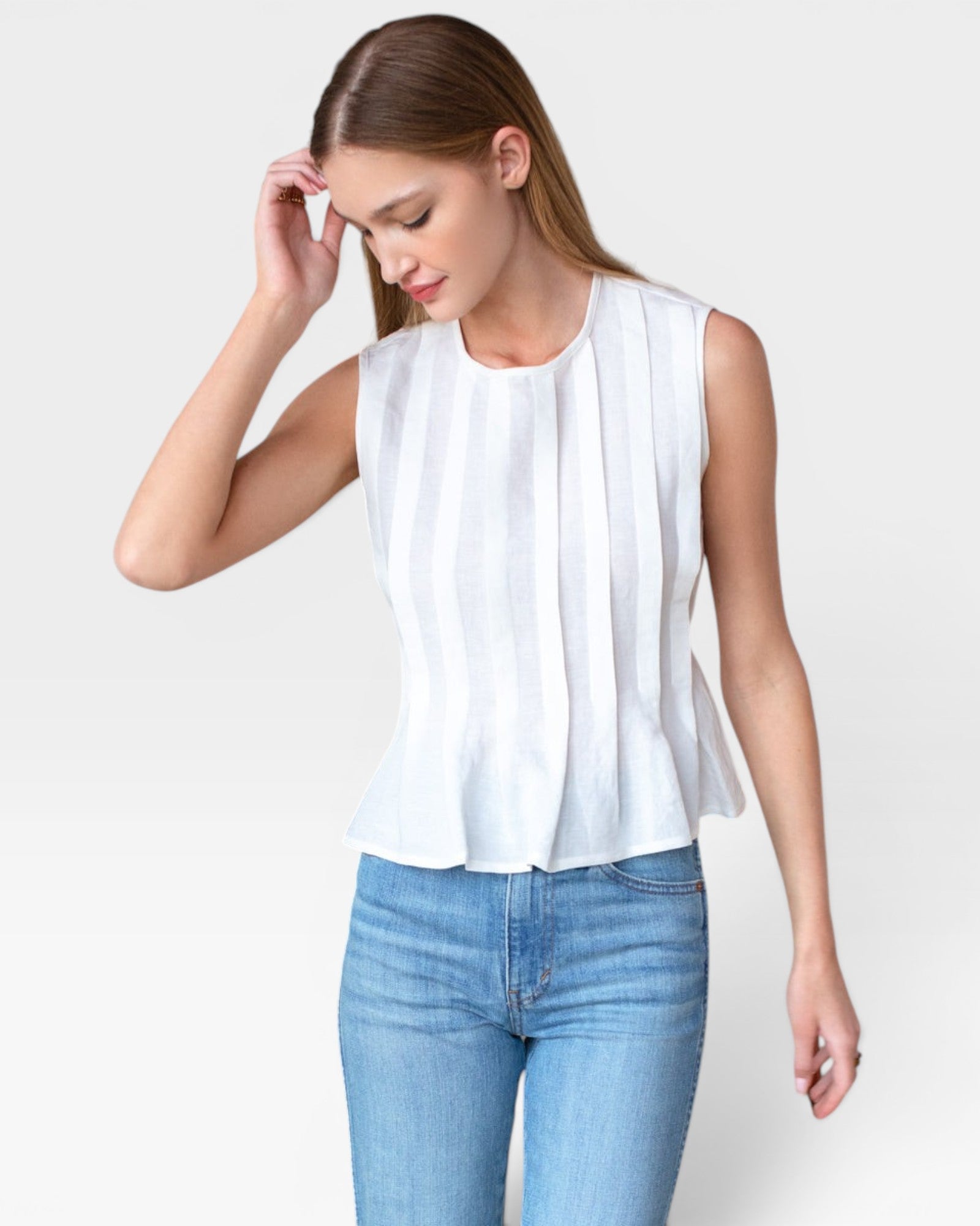 Plait Long Top - White — view 4