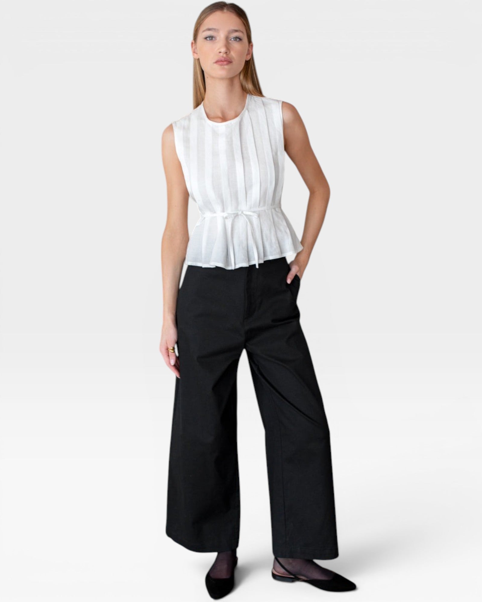 Plait Long Top - White — view 10
