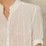 Dacy Embroidered Top - Ecru
