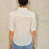 Dacy Embroidered Top - Ecru