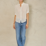 Dacy Embroidered Top - Ecru