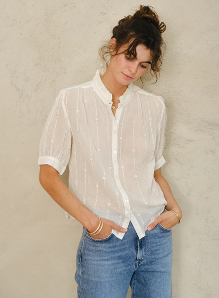 トップス Embroidery Collar Knitted Top - ecru $_57.JPG?set_id=8800005007