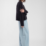 Boucle Rolled Sweater - Charcoal