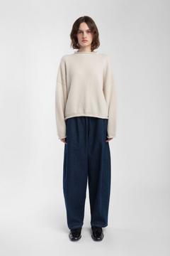 Boucle Rolled Sweater - Cream