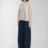 Boucle Rolled Sweater - Cream