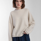 Boucle Rolled Sweater - Cream