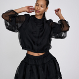 Everlyn Organza Shirt Jacket - Black