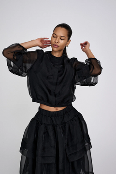 Everlyn Organza Shirt Jacket - Black