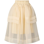 Beige skirt with layered design on a white background