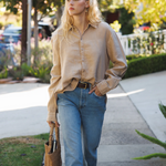 Cecile Oversized Linen Shirt - Toffee