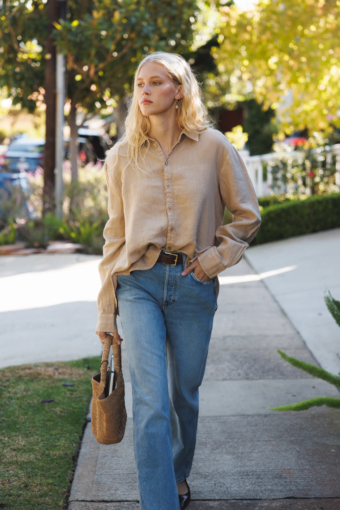 Cecile Oversized Linen Shirt - Toffee