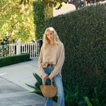 Cecile Oversized Linen Shirt - Toffee styled on model