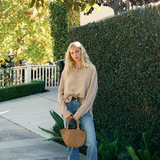 Cecile Oversized Linen Shirt - Toffee styled on model