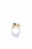 14K Emerald and Diamond Navette Ring