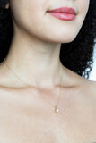 14K Drop Pearl + Diamond Pendant Necklace