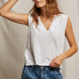 Perfect White Tee Margot Cotton Sleeveless V-Neck Tee - White