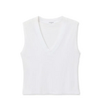Margot Cotton Sleeveless V-Neck Tee - White — view 2