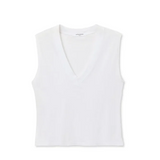 Margot Cotton Sleeveless V-Neck Tee - White — view 2