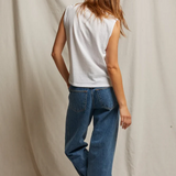Margot Cotton Sleeveless V-Neck Tee - White — view 5