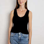 Maria V Neck Tank - Black — view 3