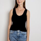 Maria V Neck Tank - Black — view 3