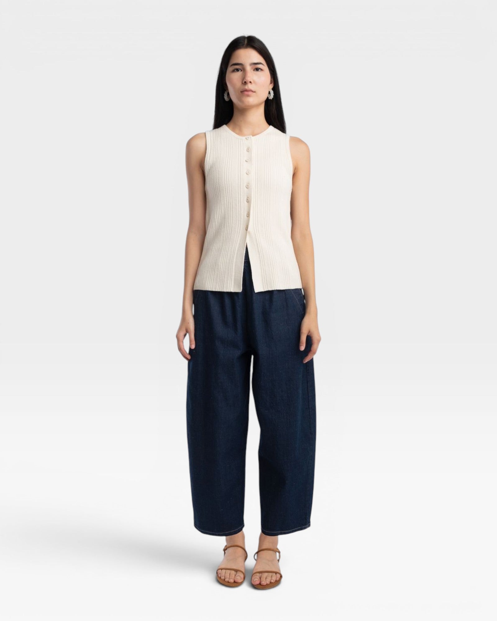 Mix Rib Vest - Cream — view 2