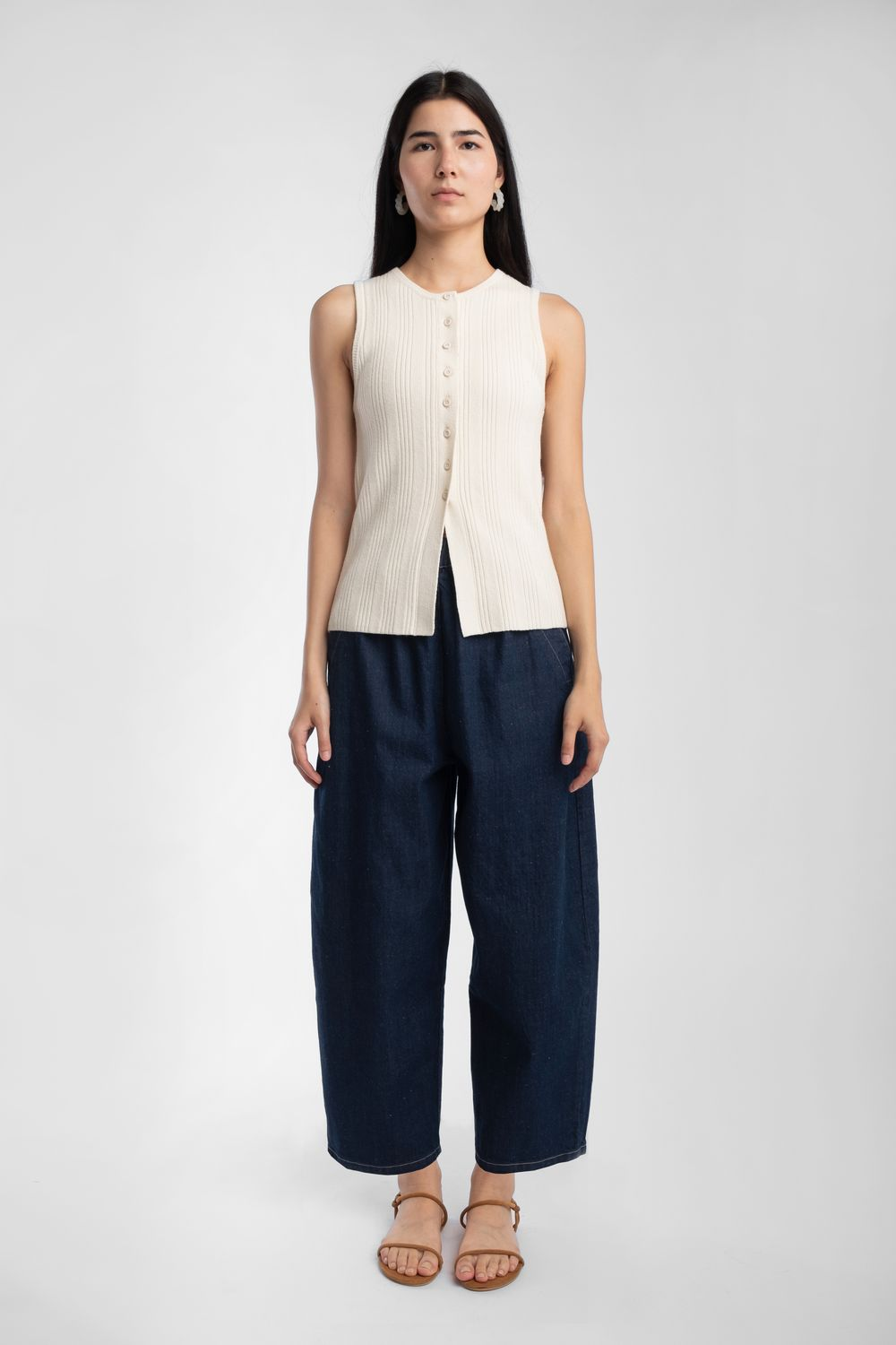 Mix Rib Vest - Cream — view 2