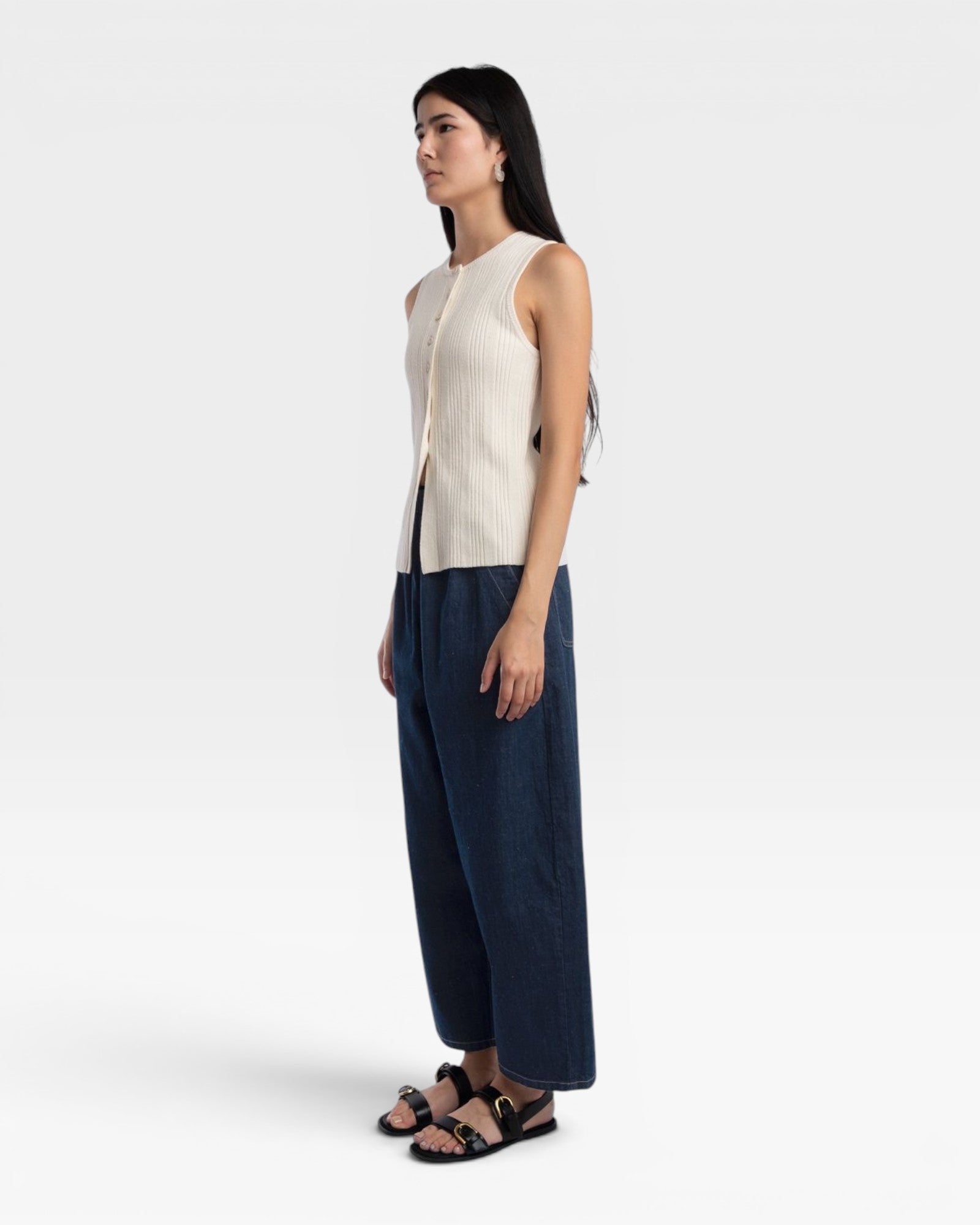 Mix Rib Vest - Cream — view 3