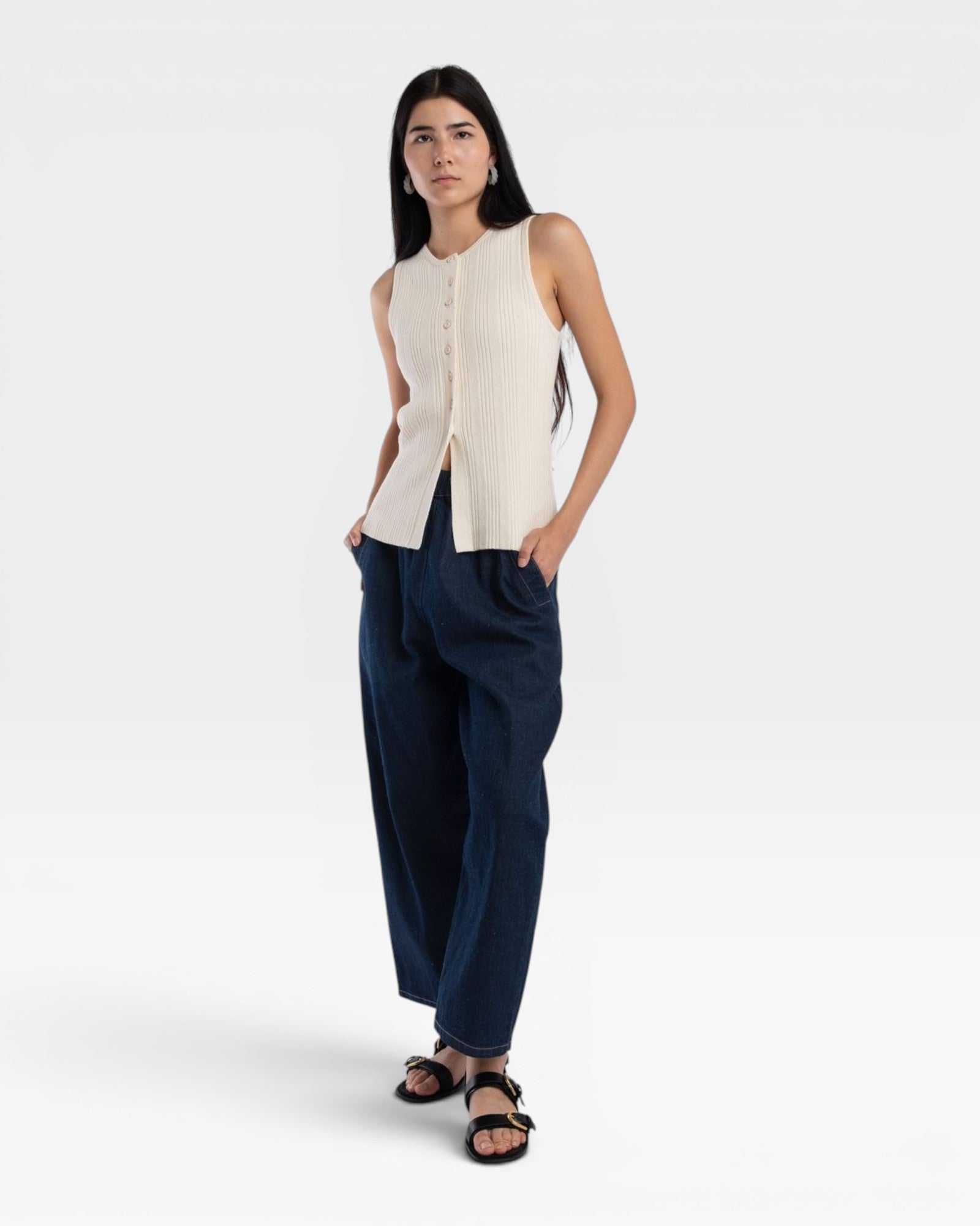 Mix Rib Vest - Cream — view 4