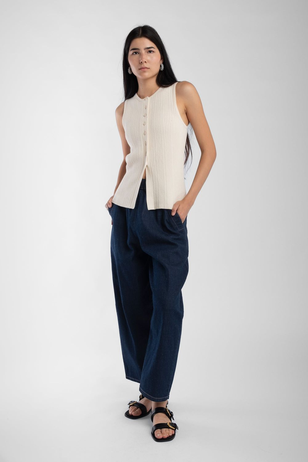 Mix Rib Vest - Cream — view 4