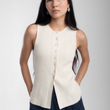 Mix Rib Vest - Cream — view 5