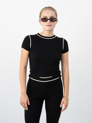 Serena Cashmere Tee - Black/Eco Paper Trim