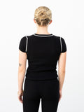 Serena Cashmere Tee - Black/Eco Paper Trim