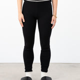 Maria Cashmere Ribbed Leggings - Black/Eco Paper Trim