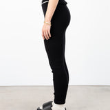 Maria Cashmere Ribbed Leggings - Black/Eco Paper Trim
