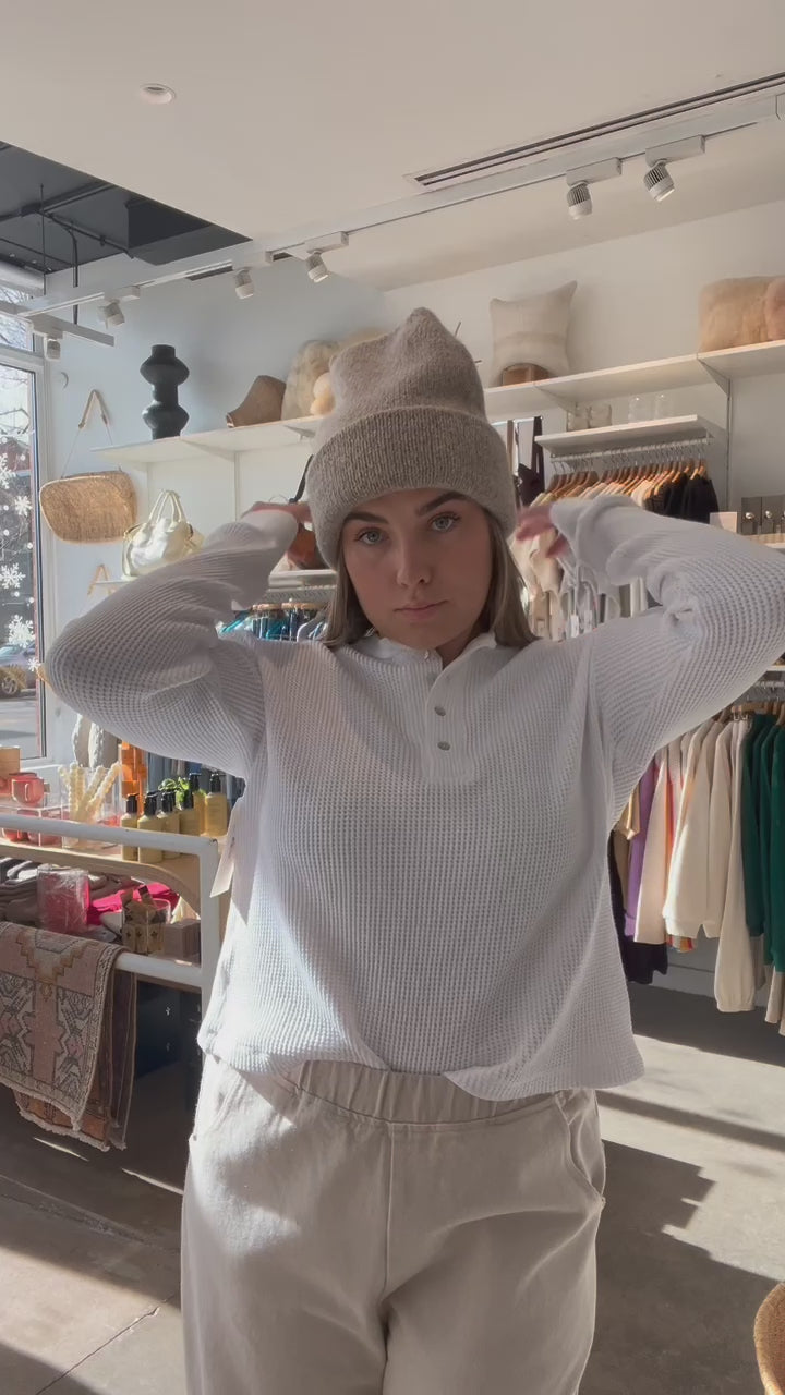 Video of Parker Oversized Beanie in Oatmeal
