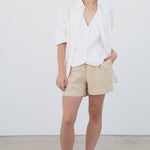Cecile Oversized Linen Shirt - White product video 