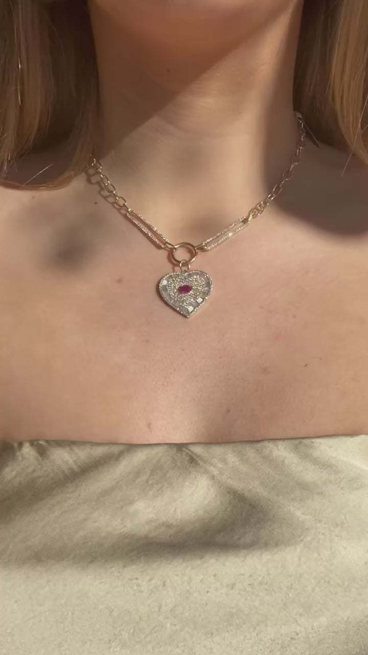 Video of 14K Abalone + Ruby Heart Pendant