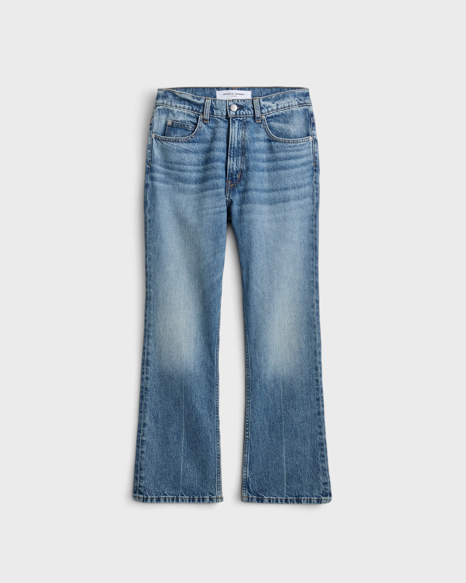 Apiece Apart Rene Kick Flare Jean in Hermosa wash, flat product shot