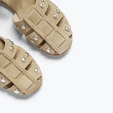 Sera Fisherman Sandal - Stucco Suede with Silver Studs