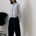 Secular Collins Shirt in Blue Stripe with Blue Check Contrast