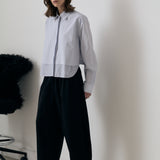 Secular Collins Shirt in Blue Stripe with Blue Check Contrast