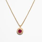 14K Diamond Encrusted + Ruby Circle Charm