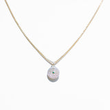 14K Diamond Encrusted + Emerald Circle Charm